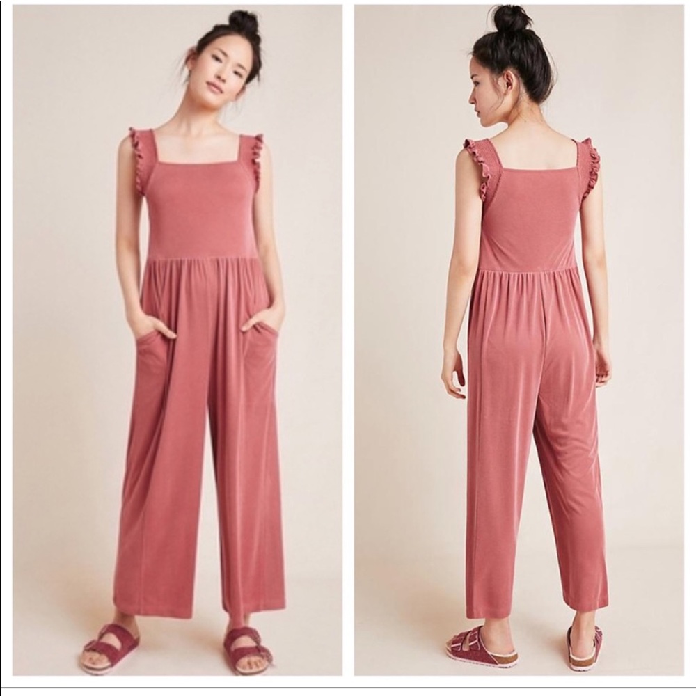 Anthropologie Saturday Sunday Billie Ruffle Sleeve Jumpsuit - L